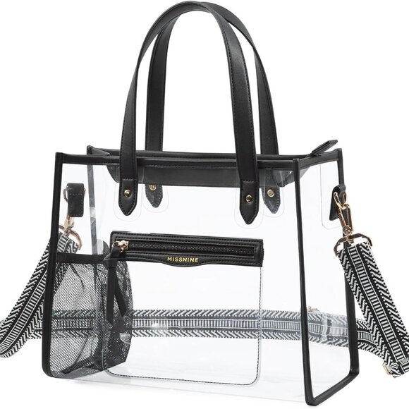 Clear Bag for Stadium Events Thick PVC Clear Tote Bag for Women with Guitar Stra - Picture 1 of 6